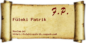 Füleki Patrik névjegykártya